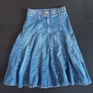 Joey B Denim Skirt Blue Jean Cottage Western Prairie Below Knee Girl's Size 10